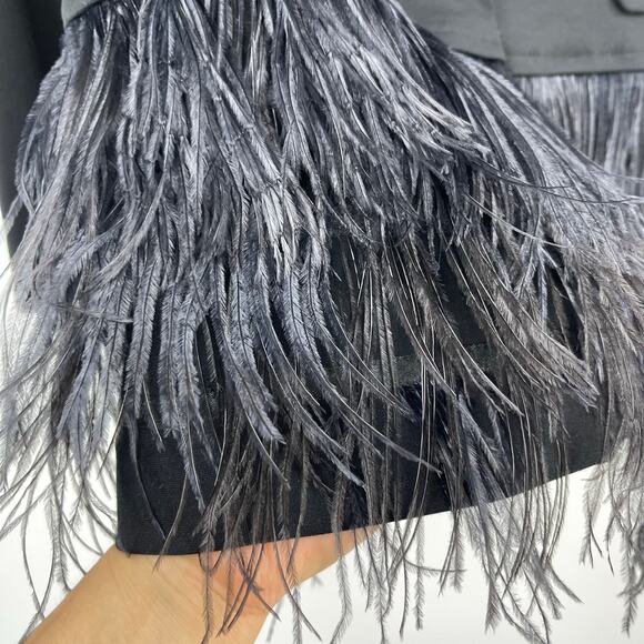 Elizabeth & James | Rihanna Black Ostrich Feather Blazer Flight of Fancy Jacket - Picture 14 of 16